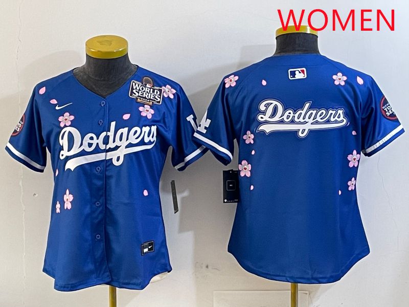 Women Los Angeles Dodgers Blank Blue Sakura Edition 2025 Nike MLB Jersey style 15